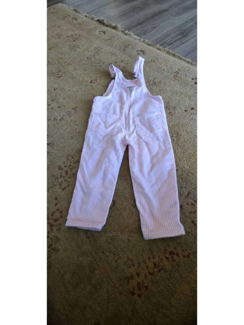 Oshkosh B'Gosh Vestbak Pink White Striped Bib Overalls Size 2T Soft Stretch